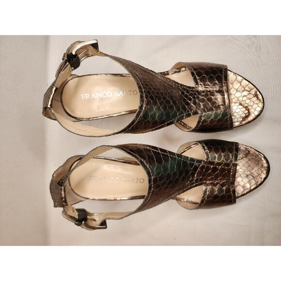 Franco Sarto SUPRA Women's Bronze Faux Leather Snakeskin Wedge Platform Sandals - Picture 6 of 8